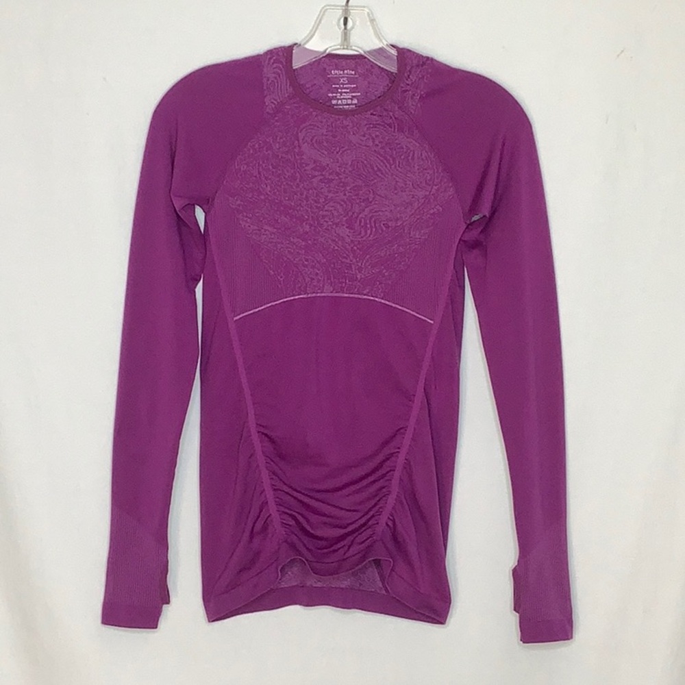 Title Nine Activewear Purple Long Sleeve Top With Ruching And Thumbholes Size XS